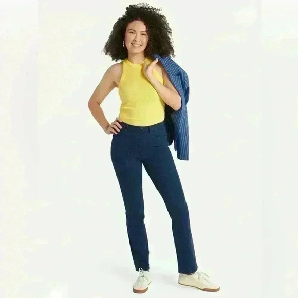 Betabrand Plus 2XL Dark Indigo Straight-Leg Yoga Jeans Stretch Comfort Work - Picture 1 of 14